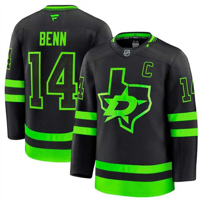 Mens Dallas Stars #14 Jamie Benn Black 2024-25 Alternate Stitched Hockey Jersey Dzhi